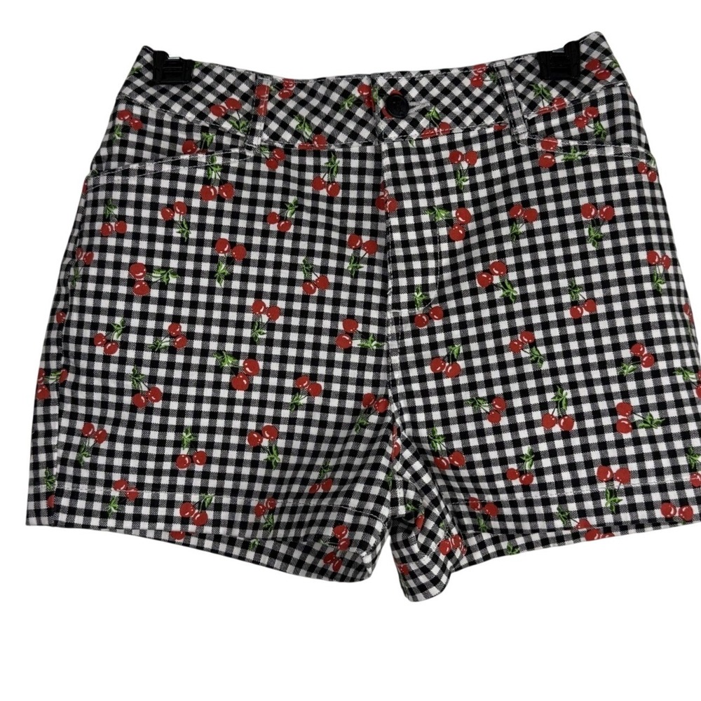 Bagatelle Collection Cherry Gingham Shorts Black White Red Check Size 4 NWT‎
